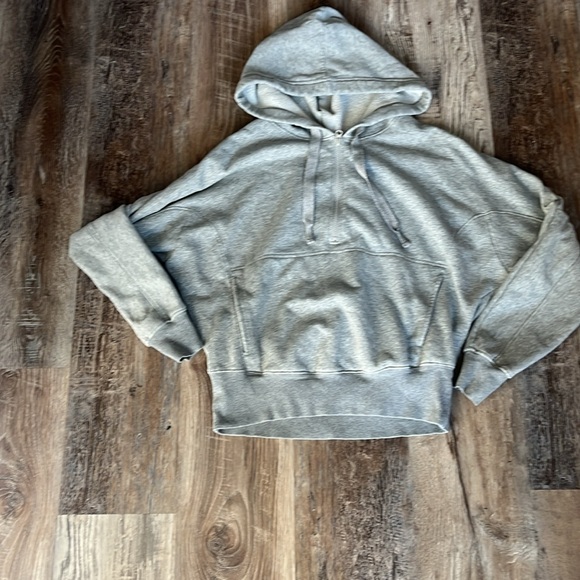 Free People Movement Think Future Hooded Sweatshirt Grey Quarter Zip | XS - Picture 2 of 4